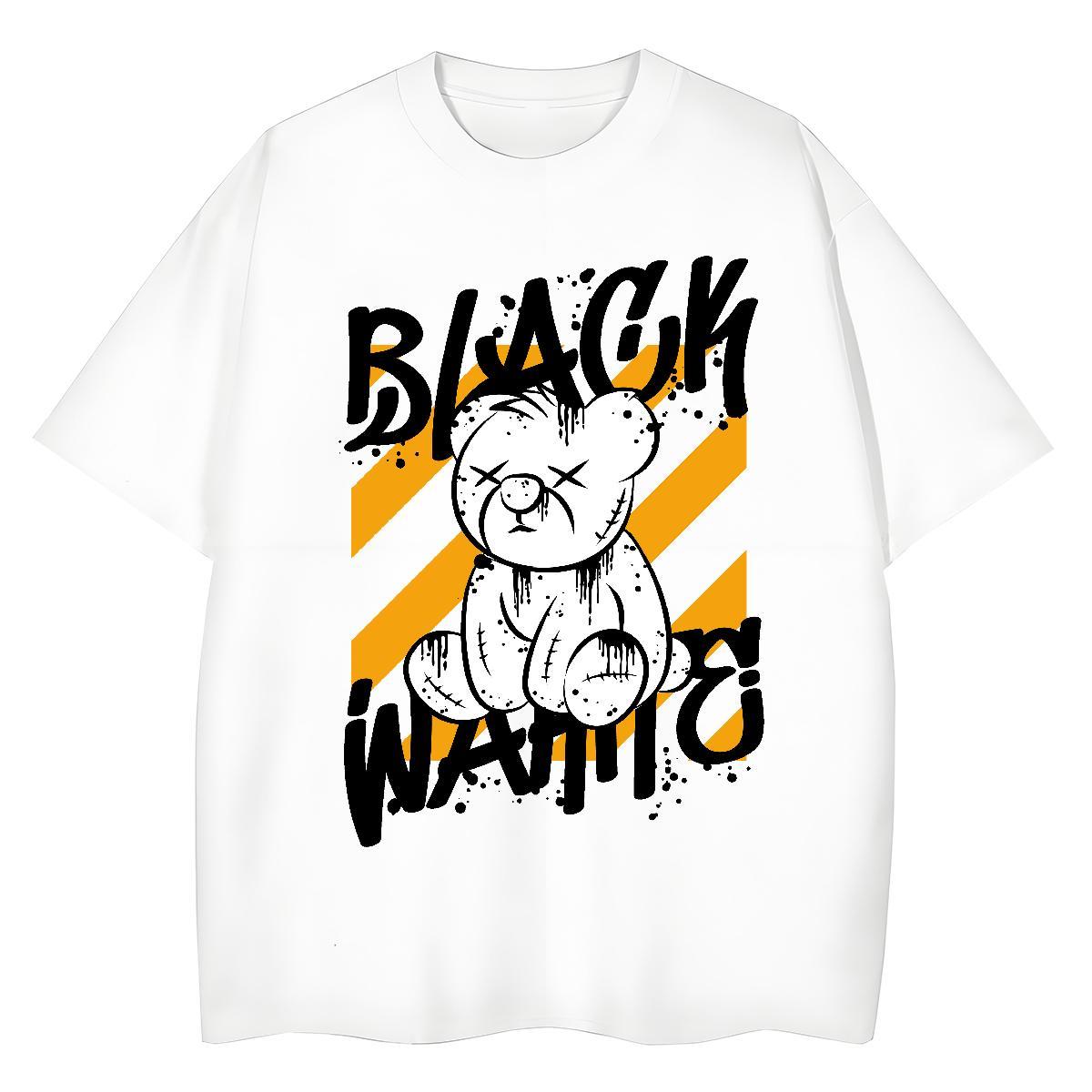 DIY Men Tops Tees bear Street Wear 230g 100% Cotton Tshirts Breathable Soft Wholesale Man T Shirts White Plus Size
