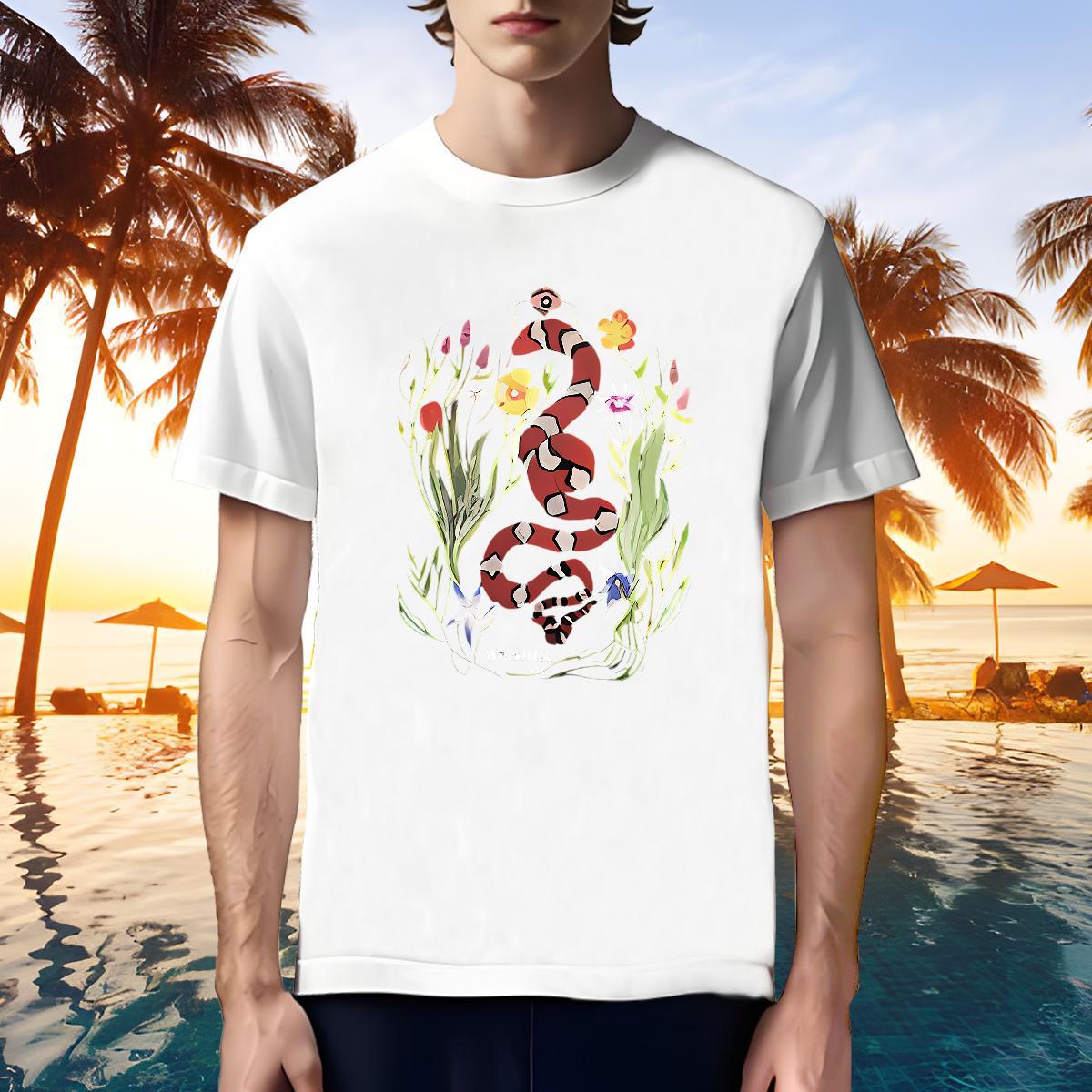 Cool Design Men T Shirts snake Breathable Crew Neck Street Wear DIY Printed 230g Cotton Tshirts 2024 Tees