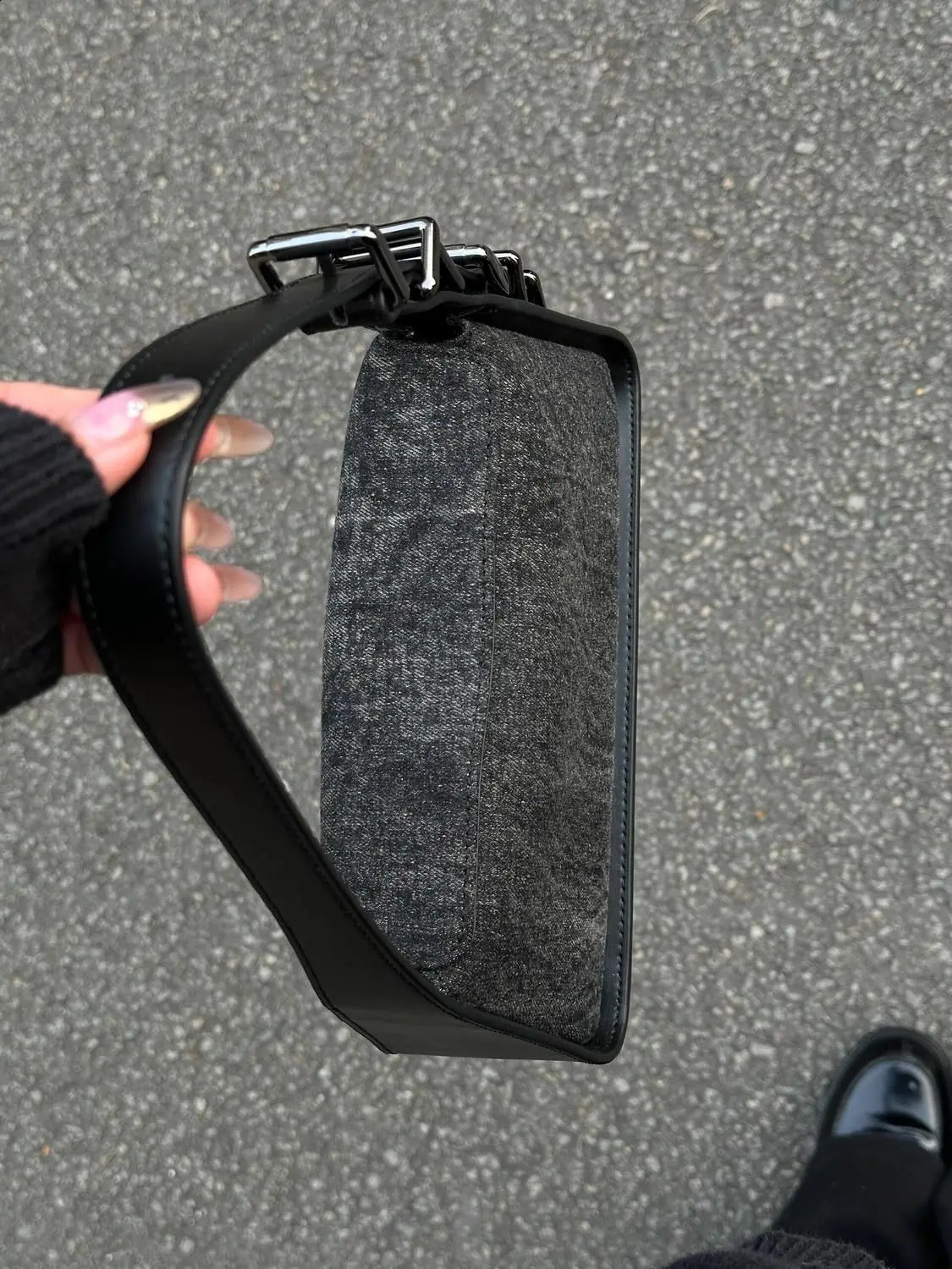 JIAERDI Vintage Black Denim Shoulder Bags Women Girls Casual Underarm Bag Purse Female Harajuku Aesthetic Handbag Y2k 240813