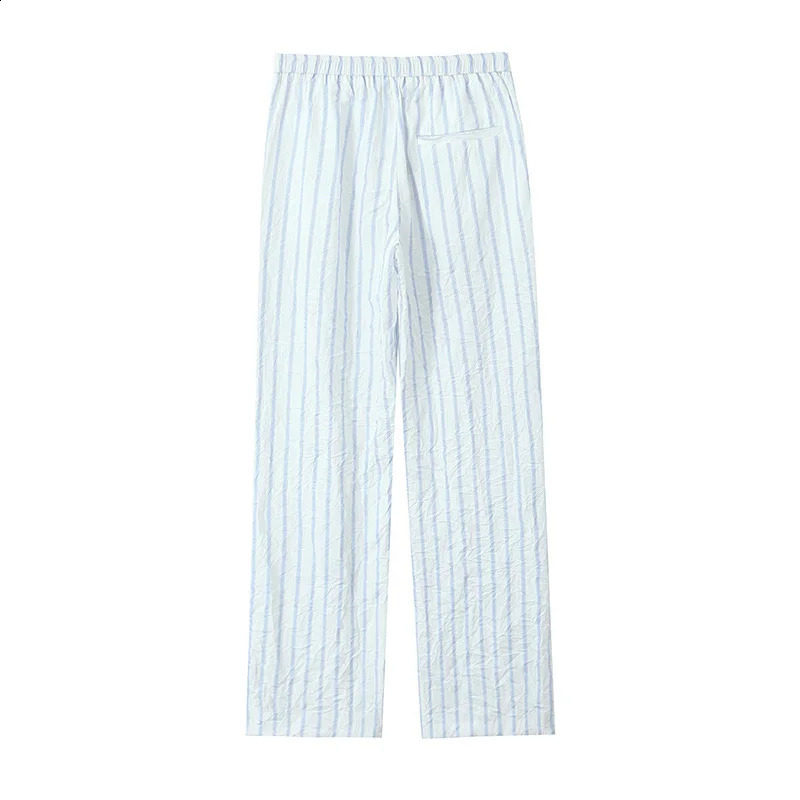 Willshela Women Fashion Two Piece Set Striped Tank Tops Straight Leg Pants Vintage V-Neck Lace Up Female Chic Pants Suit 240813