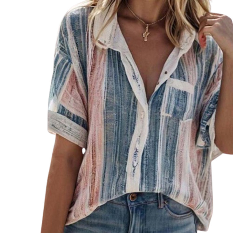 Summer temperament commuting imitation linen design sense contrasting striped shirt