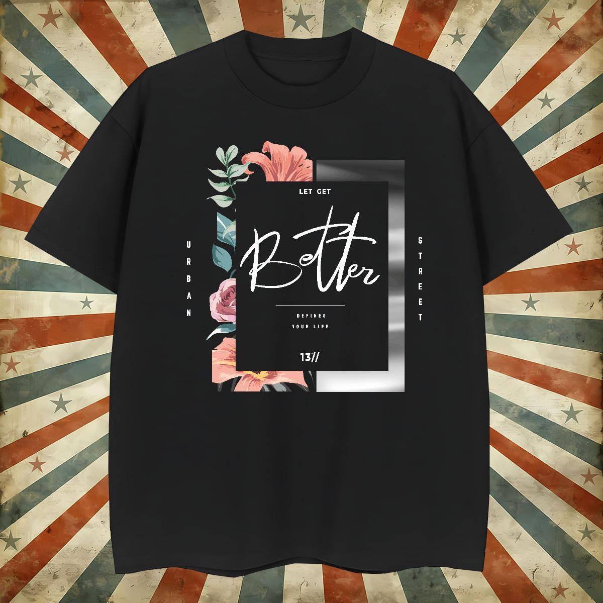 Classic Casual Tshirt for Man Woman flower Casual Beach 100% Cotton 230g Wear Breathable Short Sleeve Unisex T-Shirts for Men Custom Cartoon