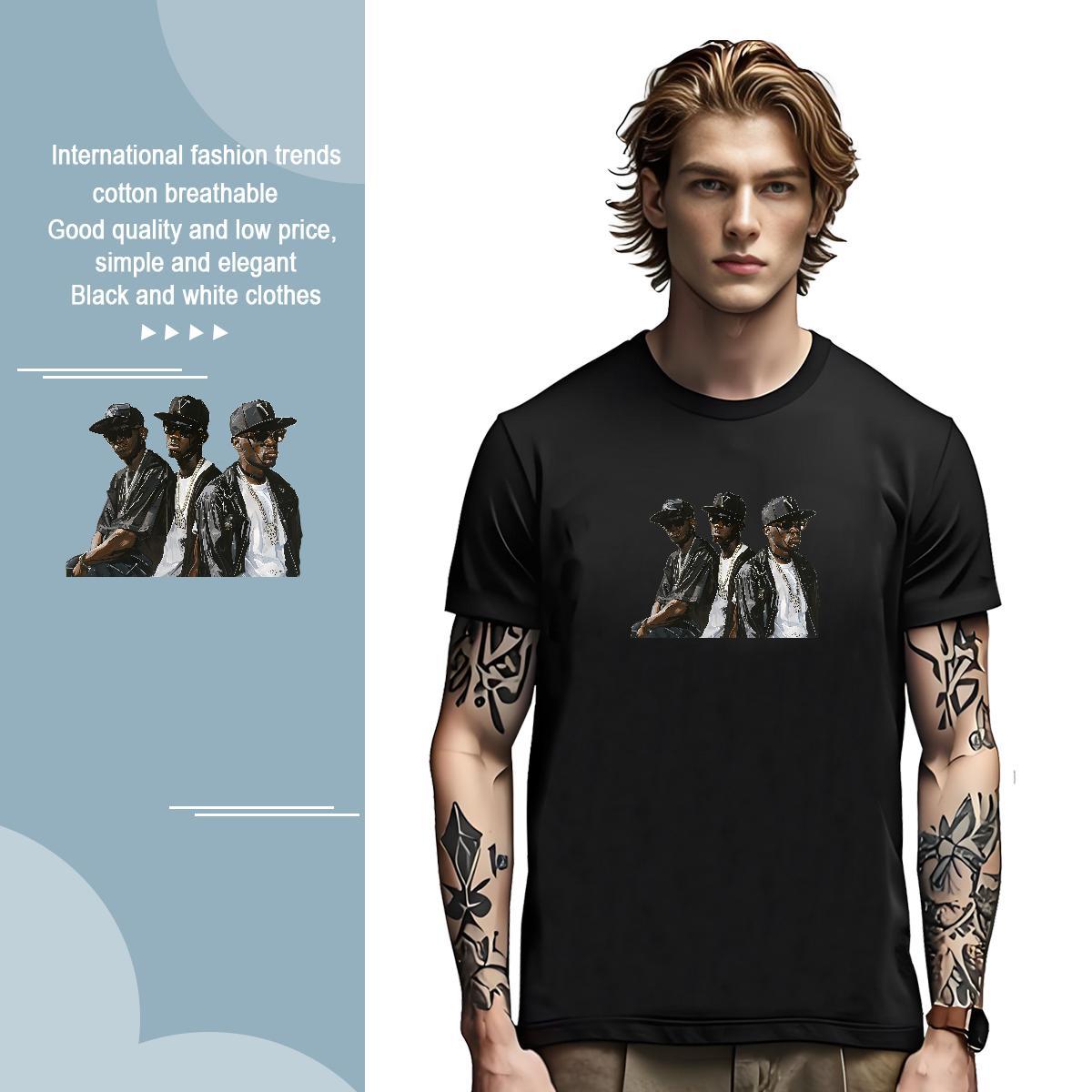 T-Shirts 230g Cotton character Daily Wear O Neck Short Sleeves DIY Anime Men Tshirts New Cool Design Tees Shirts