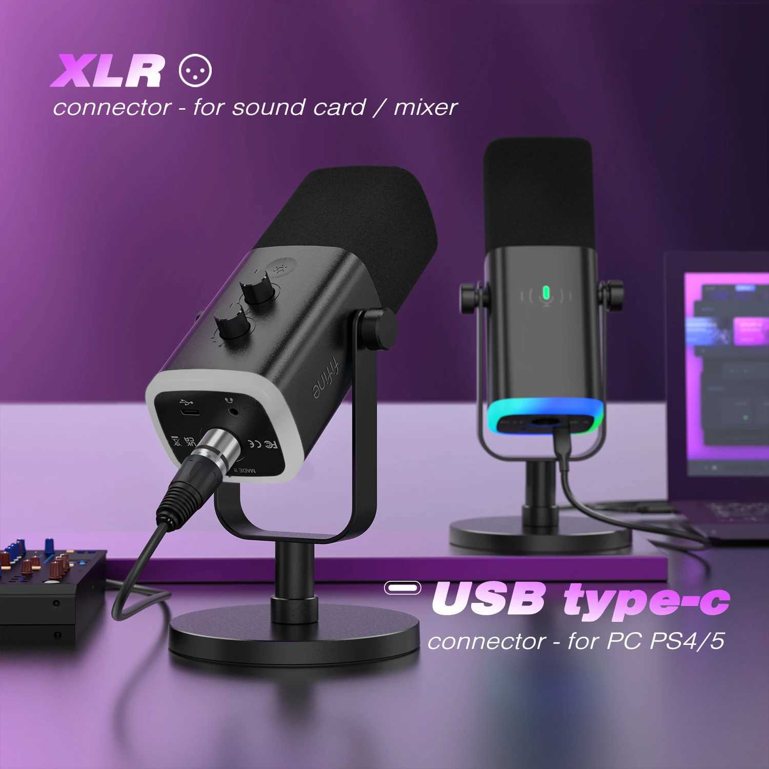 FIFINE USB/XLR Dynamic Microphone with Touch Mute ButtonHeadphone jackI/O Controlsfor PC PS5/4 mixerGaming MIC Ampligame AM8 CL24813