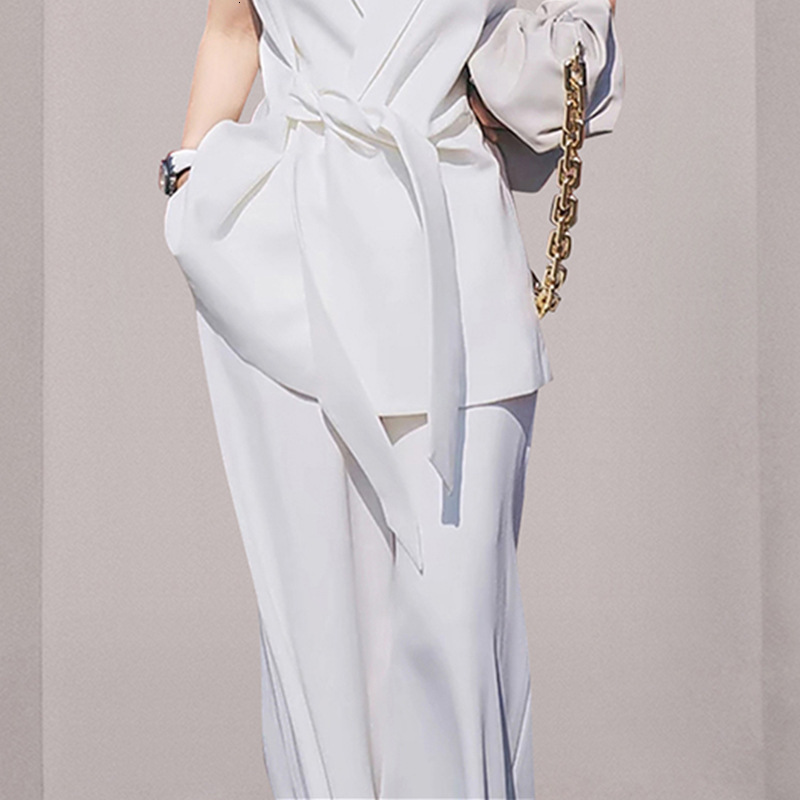 White Professional Suit Two-piece Set for Summer Light and Mature Style Elegant and Elegant Slim Fit Sleeveless Suit for Women 1462