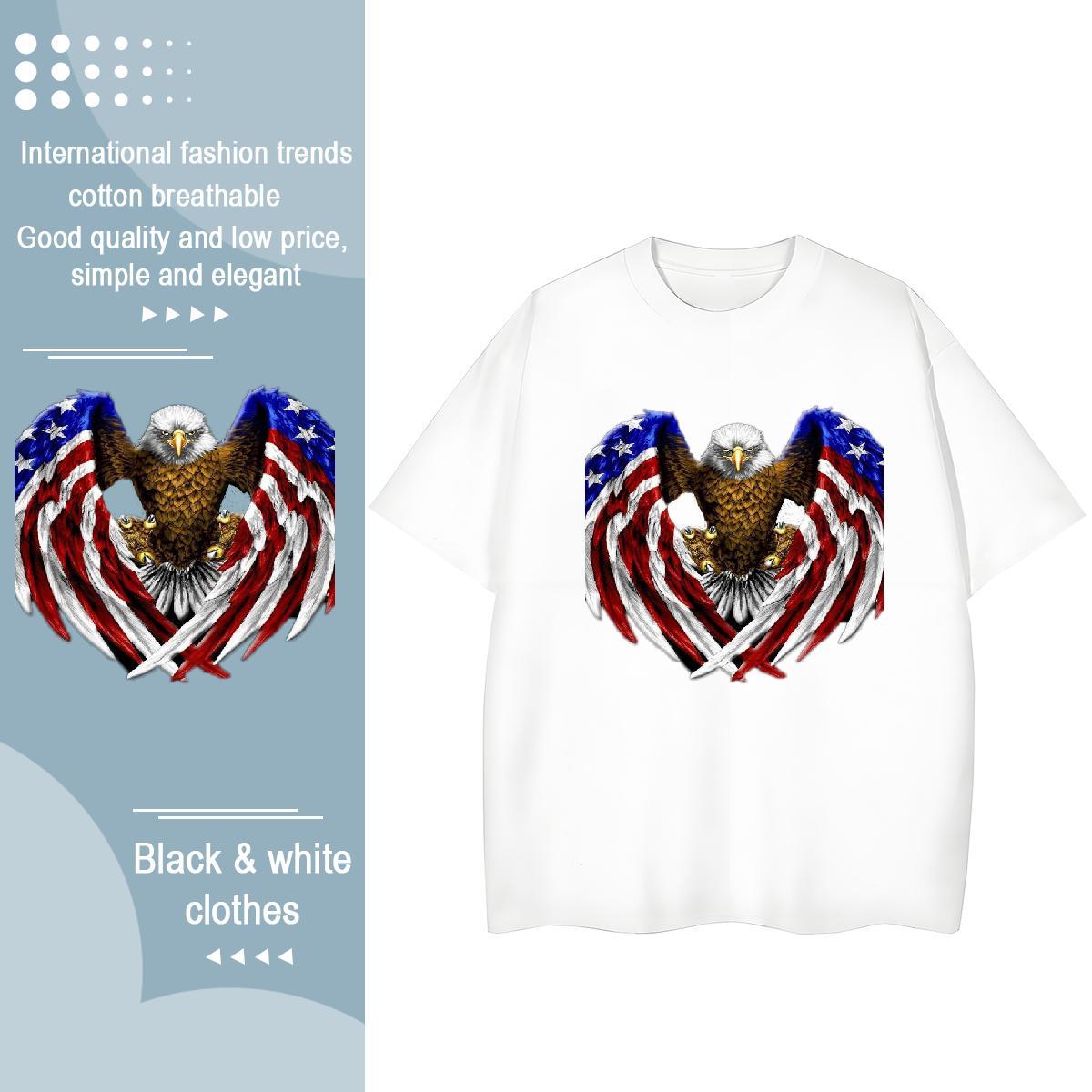 Classic Man T Shirts eagle Crew Neck Breathable Daily Wear Cartoon Print 230g Pure Cotton Couples T Shirts Designer Fashion Clothings