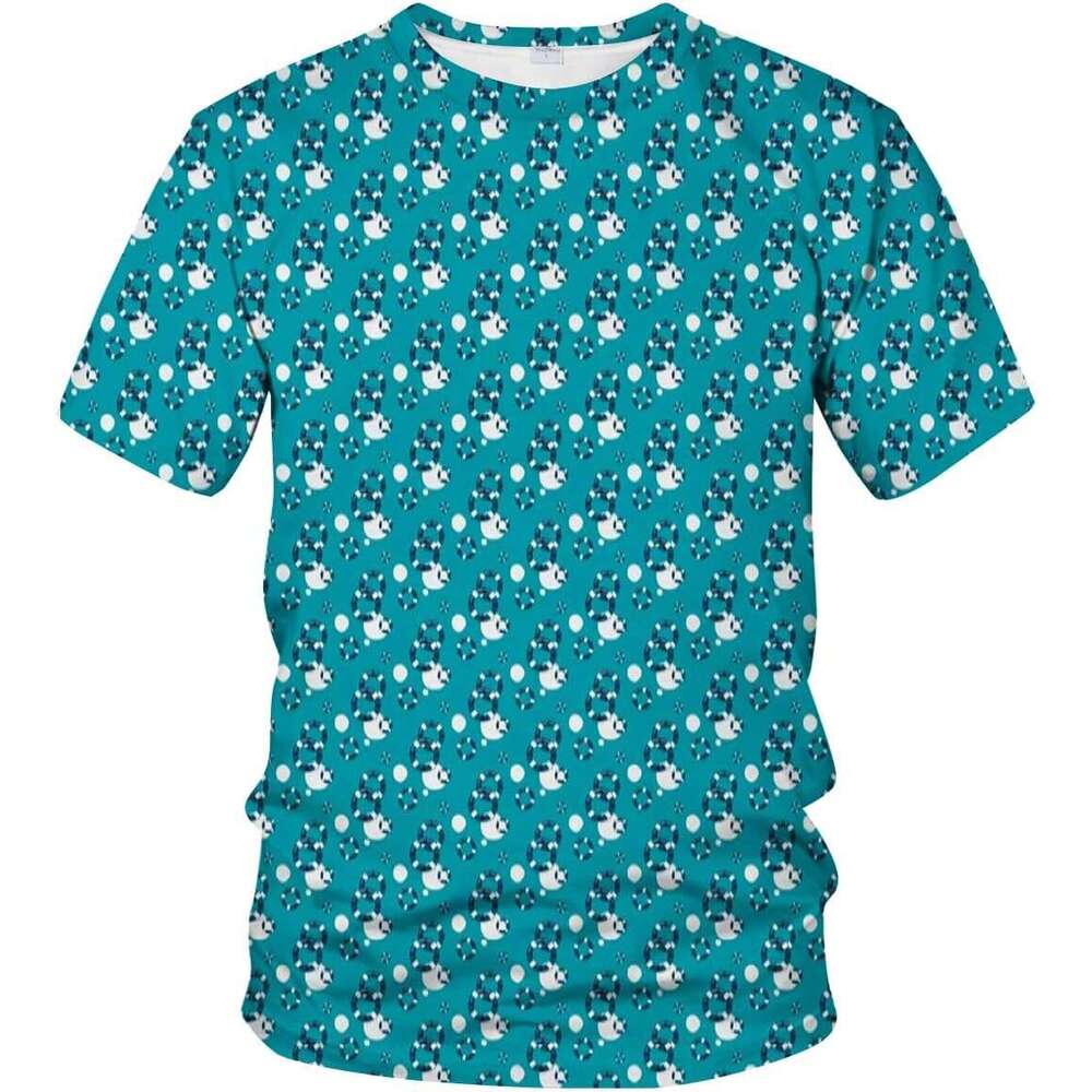 Mens T shirt 3D Novelty T-Shirt Pattern with Blue and White Spots Abstract Geometric Design shirts tshirt graphic tee Casual tops summer clothes Short