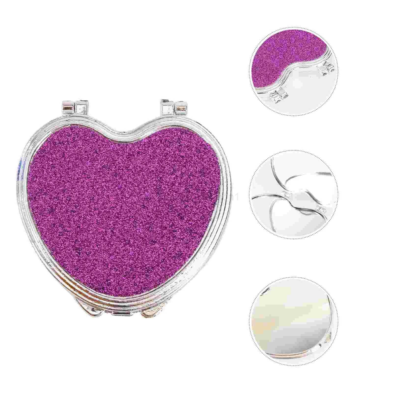 Travel Vanity Mirrors Pocket Heart Shaped Makeup Hearts Portable Double Sides Make up Mirror for Women (RandomXJ240813