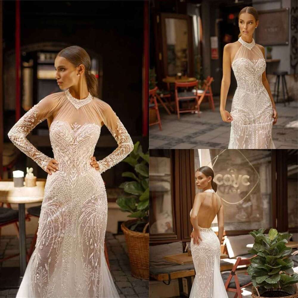 Simple Sheath Gown Wedding Dresses Long Sleeves Lace Beading Bridal Gowns Big Custom Size Colour vestidos de novia
