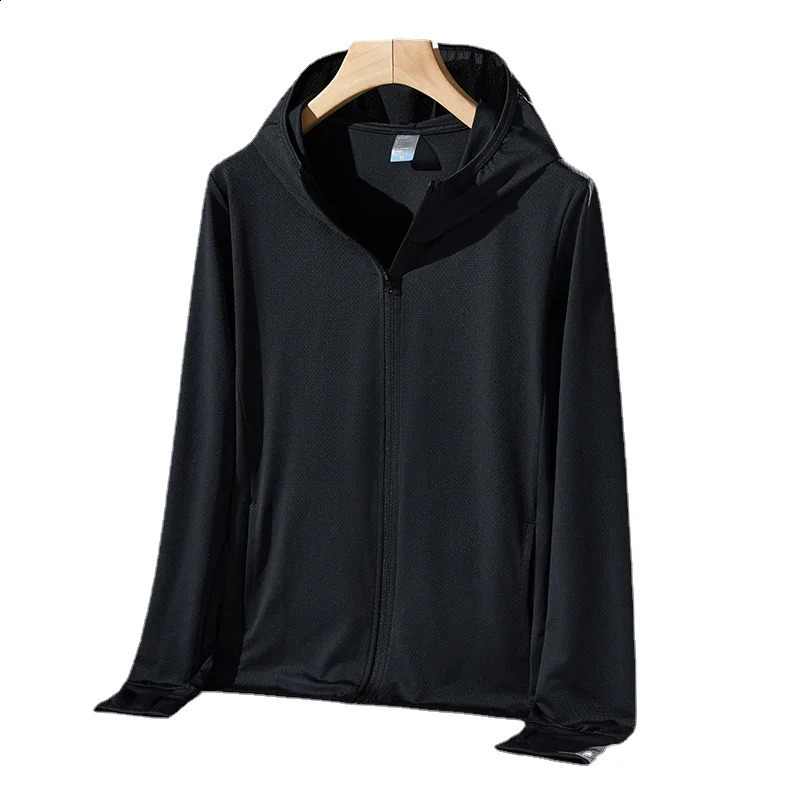Summer outdoor quick drying thin jacket for men hiking fishing cycling hooded sports windproof ultra light 240812