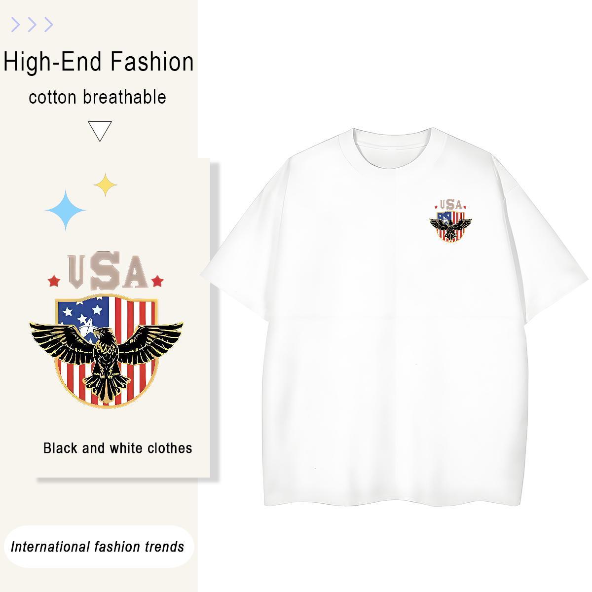 Loose Fit T-Shirts eagle Breathable Soft Hip Hop Street Plus Size Custom 230g Cotton Men Tees Customized Tops