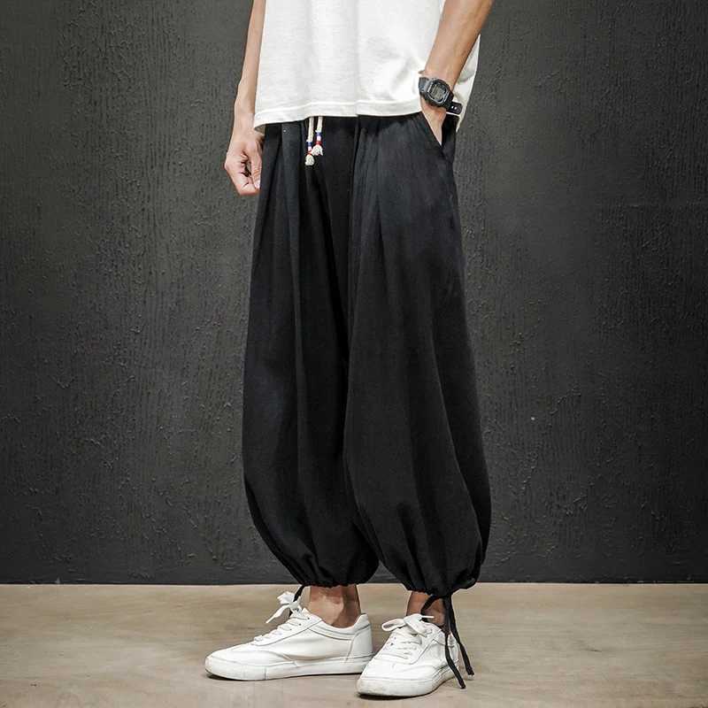 Dropshipping Men Harajuku Harem Pants 2023 Mens Summer Cotton Linen Joggers Pants Male Vintage Chinese Style Sweatpants FashionsXJ240813