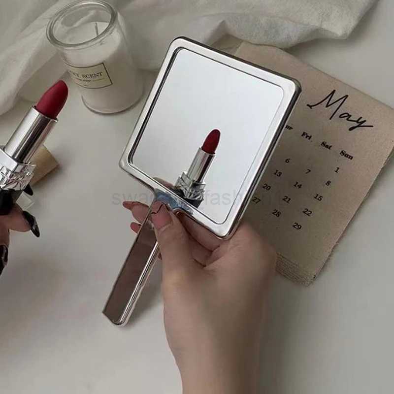 Ins Liquid Shape Square Mirror Mini Hand-held Desktop Cosmetic Mirror Makeup Mirror Travel Metallic Portable Beauty MirrorXJ240813