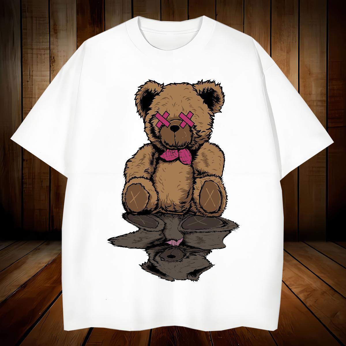 Soft Men T Shirts bear Short Sleeve O-Neck Hip Hop Custom Print Oversized 230g 100% Cotton Men Tees Fashion Designer Wear