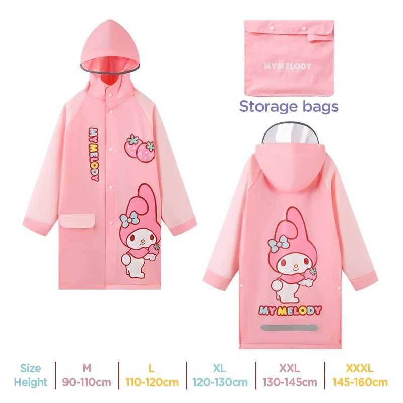 Japanese Amine Raincoat Stay Dry Comfy in the Rain Outdoor Walking Cycling Kids Poncho Hooded Jacket for Girls Boys Y240810