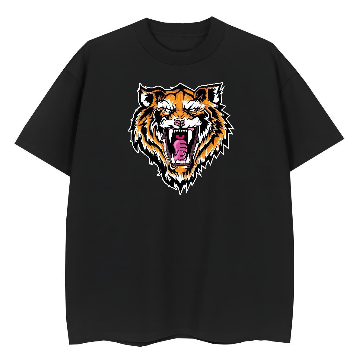 Loose Fit Men Tshirts Daily Wear 230g Pure Cotton DIY Anime Short Sleeve Soft tiger T-Shirts for Men Fashion Clothings