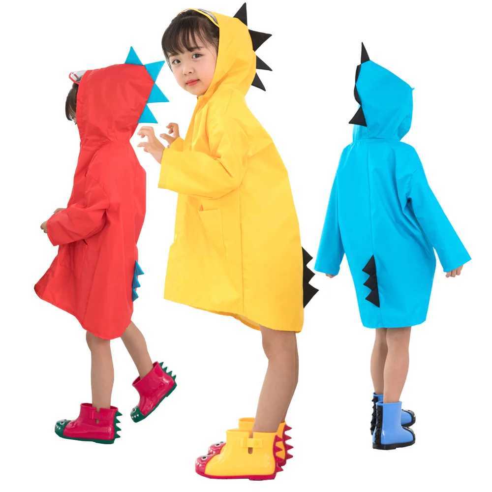 Cute Dinosaur Kids Raincoat Waterproof Children Rain Jacket Boys And Girls Rain Coat Outdoor Trench Poncho Student Rainwear Y240810