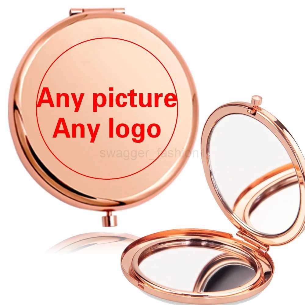 Customized Photo Metal Makeup Mirror Travel Women Cosmetic Mirror Handheld with Picture Customiz Personalized DIY PatternXJ240813