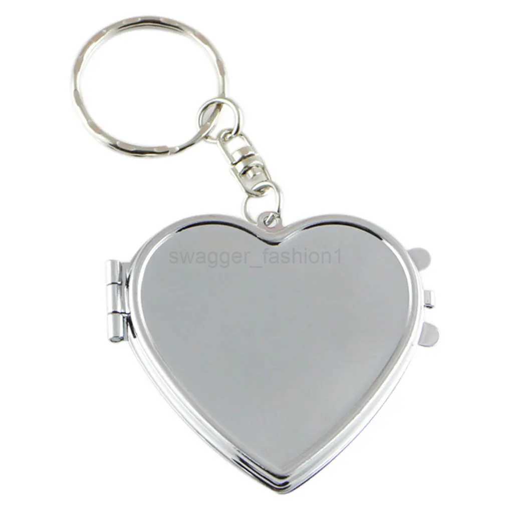 Round Heart Oval Sqaure Shape Double Sides Cosmetic Mirror Metal Folding Keychain Makeup Mini MirrorXJ240813