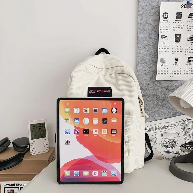 Retro Boys and Girls Corduroy Green School Bag Mens Laptop College Backpack Cool Womens Student Fashion Female Travel 240813