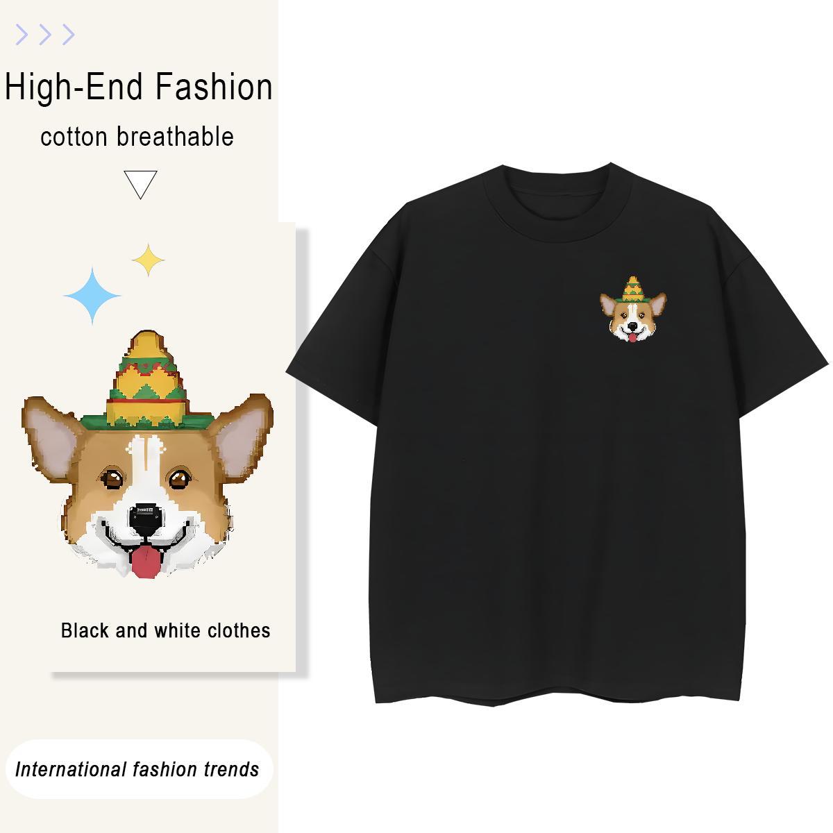 Loose T-Shirts for Men dog Round Neck Short Sleeve Daily Outfit Customized Print 230g 100% Cotton Men Clothes T-Shirt New Designer Tshirts