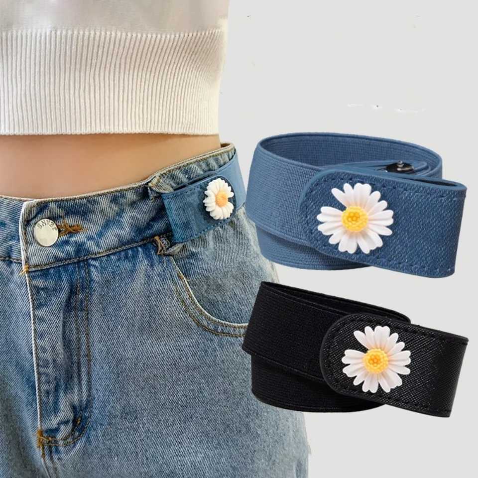 Lazy traceless stamped straps womens summer decorative jeans trendy womens waist belts elastic invisible straps W240807