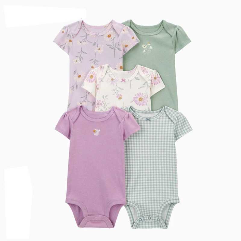 5 pieces of summer baby tight fitting clothes for girls and boys cotton newborn baby clothes pajamas baby jumpsuits cartoon baby clothes W240812
