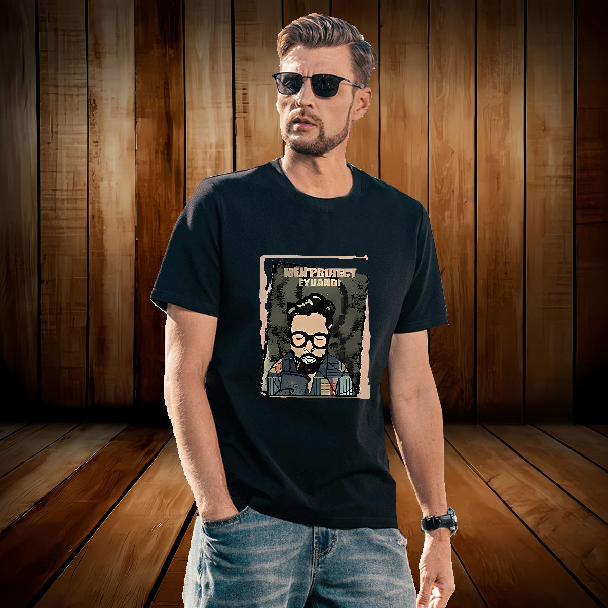 Popular portrait Men T Shirts Casual Daily Wear Mens Tshirts 230g Pure Cotton 2024 Summer Breathable Short Sleeve Plus Size Cartoon Polos