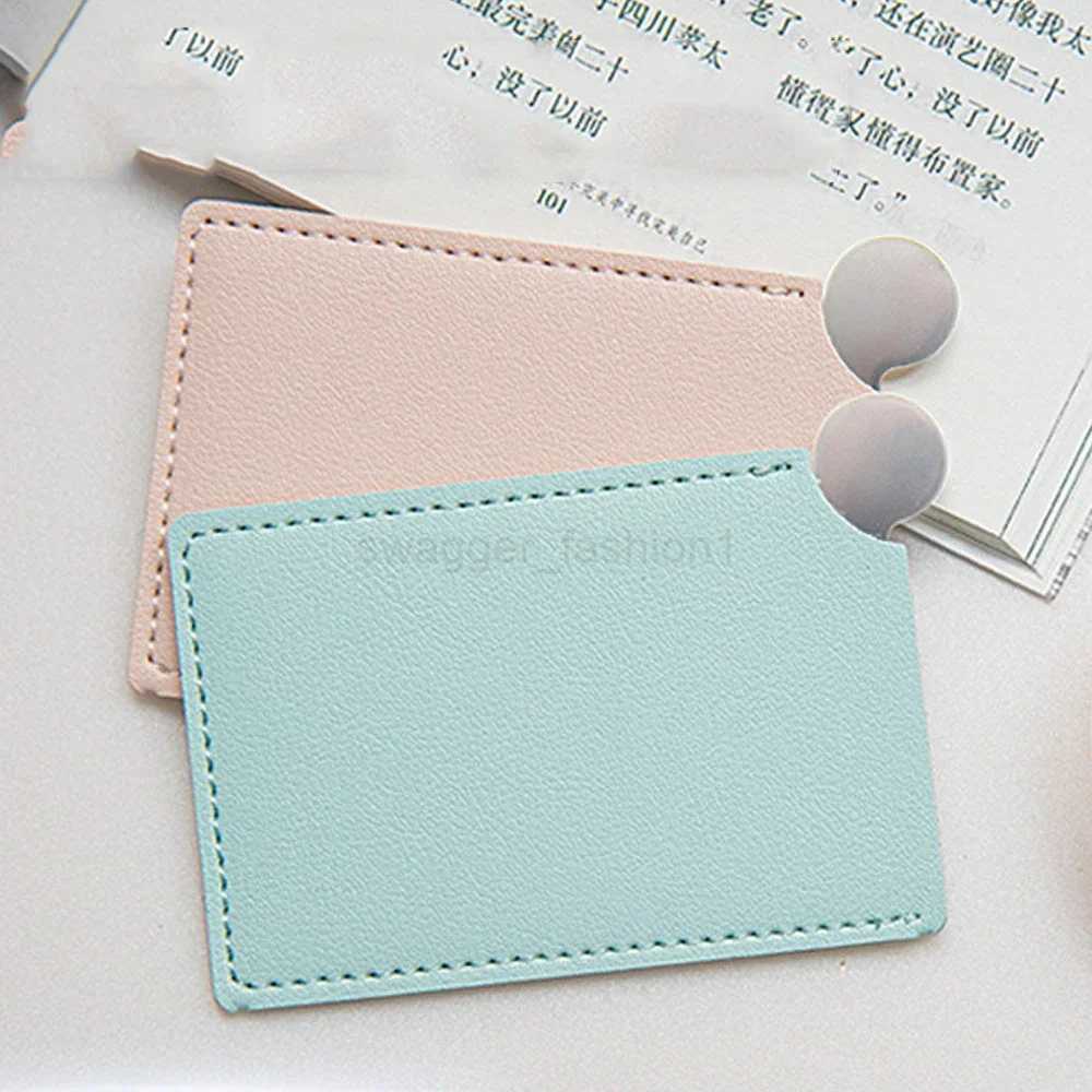 1PC Mini Compact Makeup Mirror with PU Leather Shatter Proof Pocket Mirror Portable Travel Stainless Steel Cosmetic Hand MirrorXJ240813