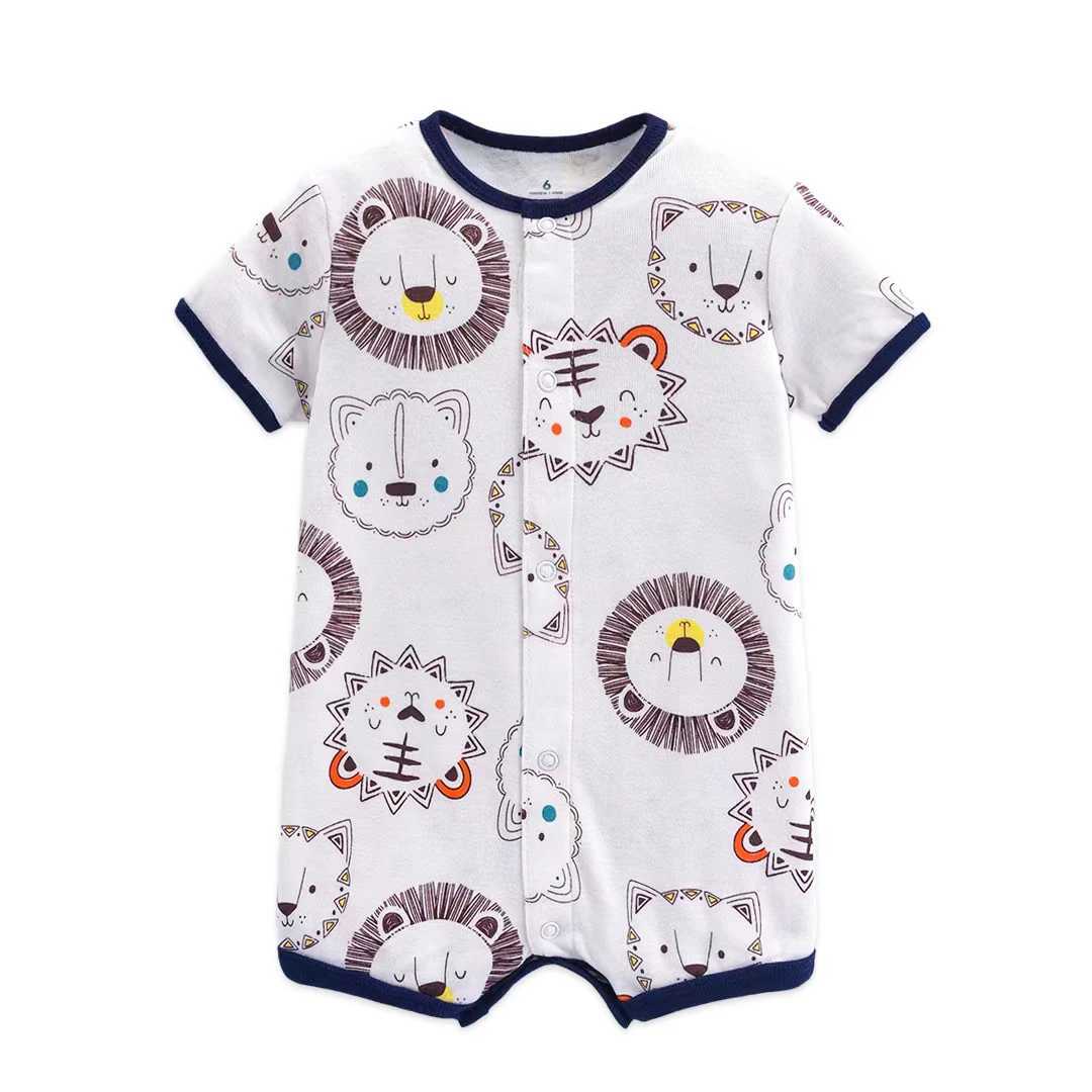 Baby mens jumpsuit summer baby womens clothing childrens short sleeved clothing 100% pure cotton newborn jumpsuit 0-24M W240812