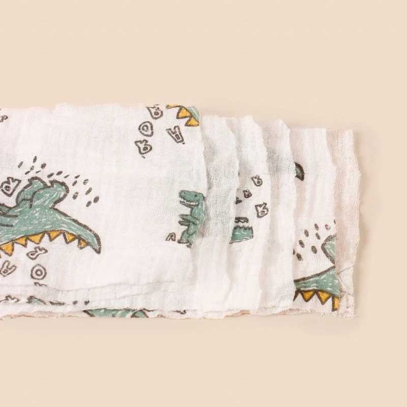 Bibs Burp Cloths New Print Pure Cotton Muslin Baby Burp Cloths 6 Layers Gauze Baby Feeding Bibs Newborn Shoulder Rag Drooling Bibs WashclothL4812