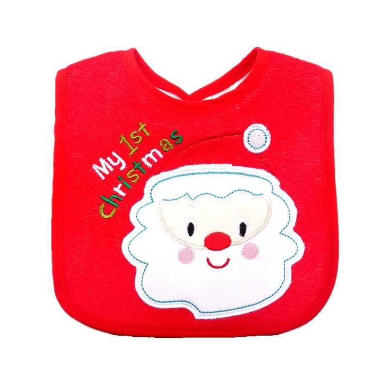 Bibs Burp Cloths Christmas Style Baby Bibs Round Neck Waterproof Burp Cloths Santa Elk Christmas Tree Pattern Infant Saliva Towel Xmas Kids GiftL4812