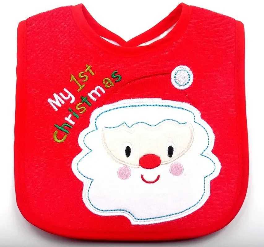 Bibs Burp Cloths Waterproof Christmas Baby Bibs Round Neck Burp Cloths Santa Elk Christmas Tree Pattern Infant Saliva Towel Xmas Kids Gift ApronL4812