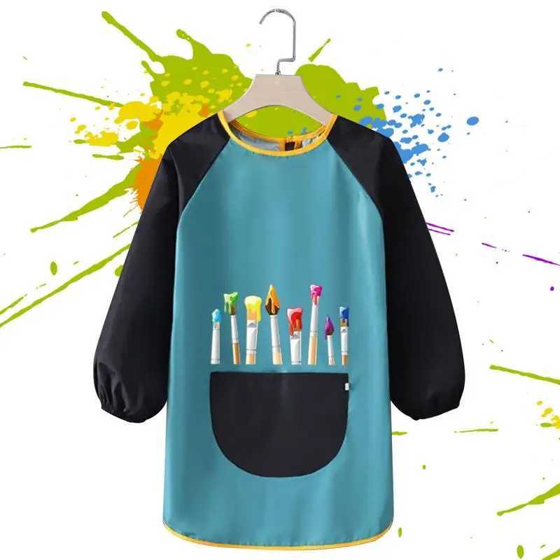 Bibs Burp Cloths Baby Kids Bibs Cute Children Baby Stuff Toddler Waterproof Long Sleeve Art Smock Feeding Bib Apron for Kids 0-6 YearsL4812