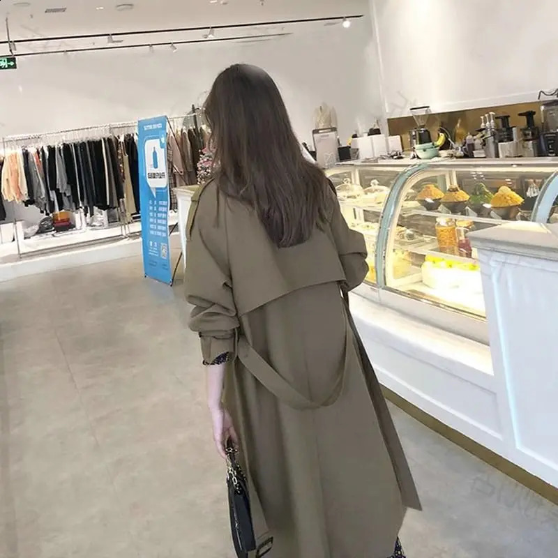 Wind Coat Womens Autumn Korean Style Medium To Long Coat Jacket 240813