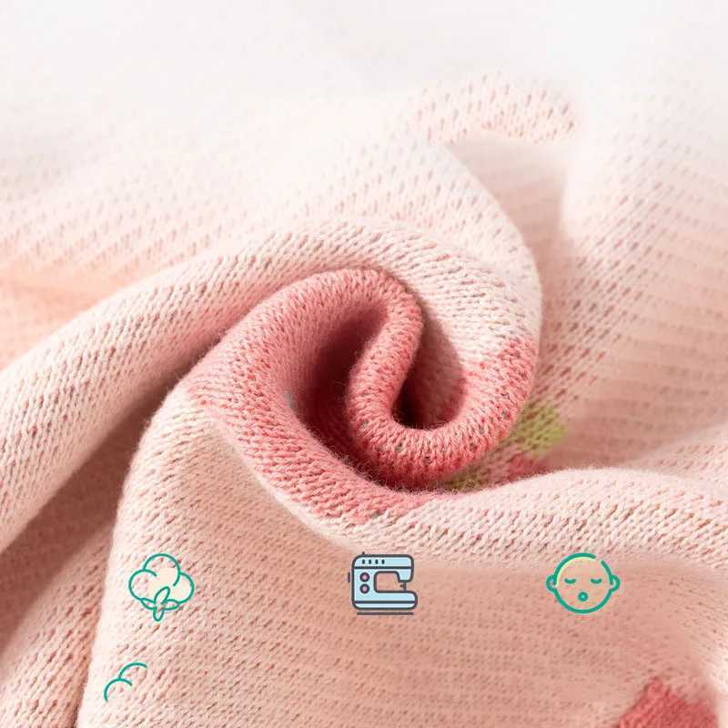 Newborn girls tight fitting clothes spring and autumn side button patches thick baby girls jumpsuit cartoon strawberry cute baby girls jumpsuit W24081