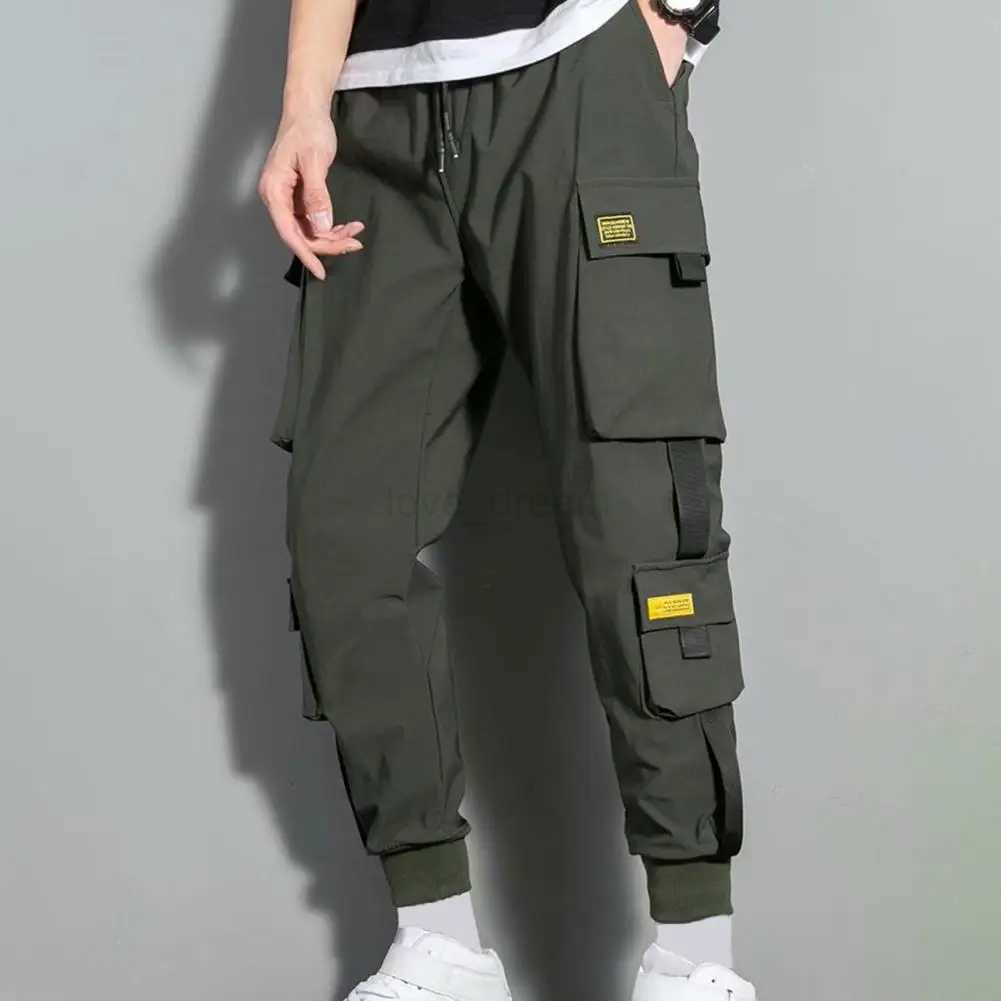 Streetwear Spring Casual Mens Pants Multi-pocket Cargo Pants Harajuku Slim Fit Elastic Waist Joggers For ManXJ240813