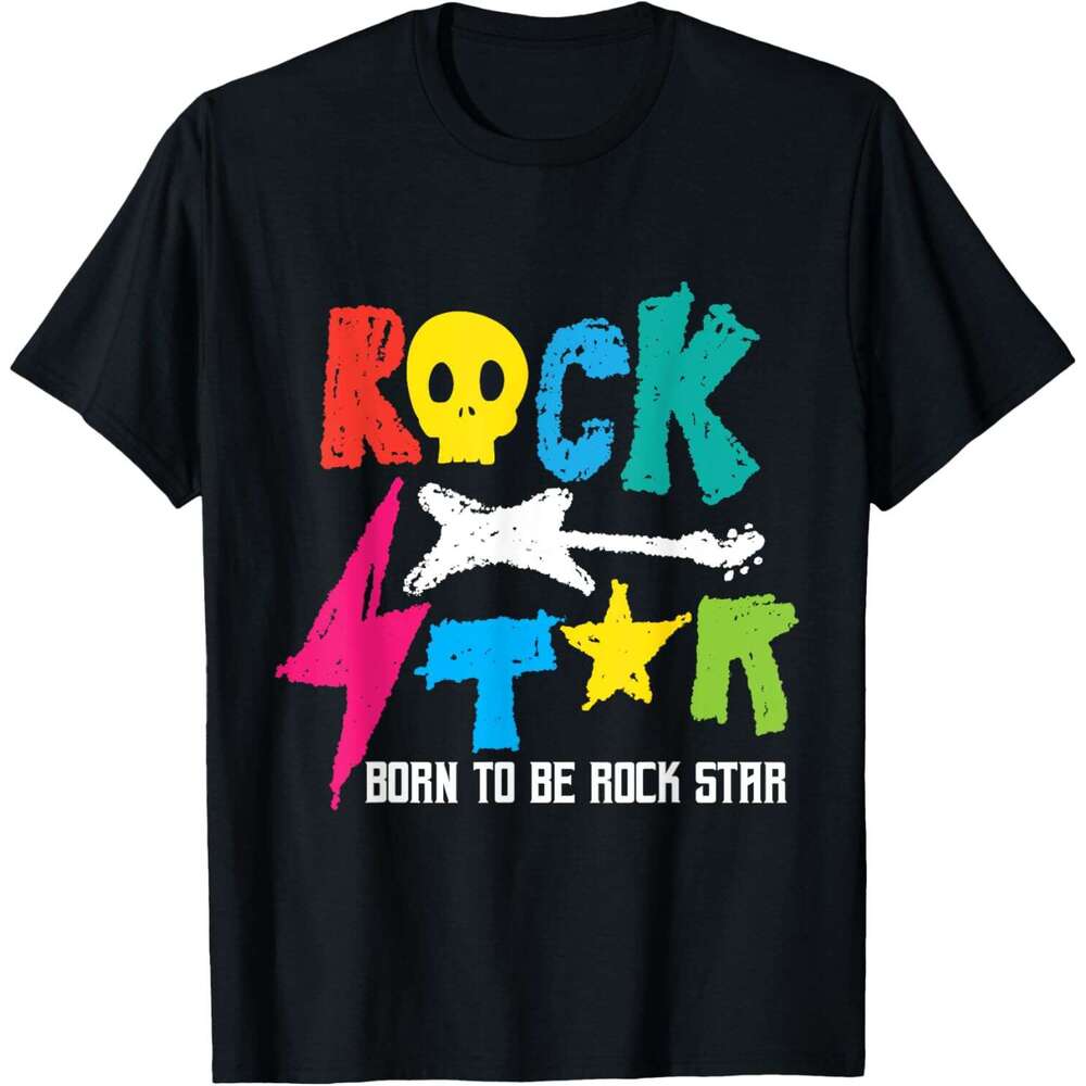 T shirt for Mens Born To Be Rockstar Music Funny Gift T-Shirt Shirts Tshirt Graphic Tee Casual Tops Clothes Short sleeve