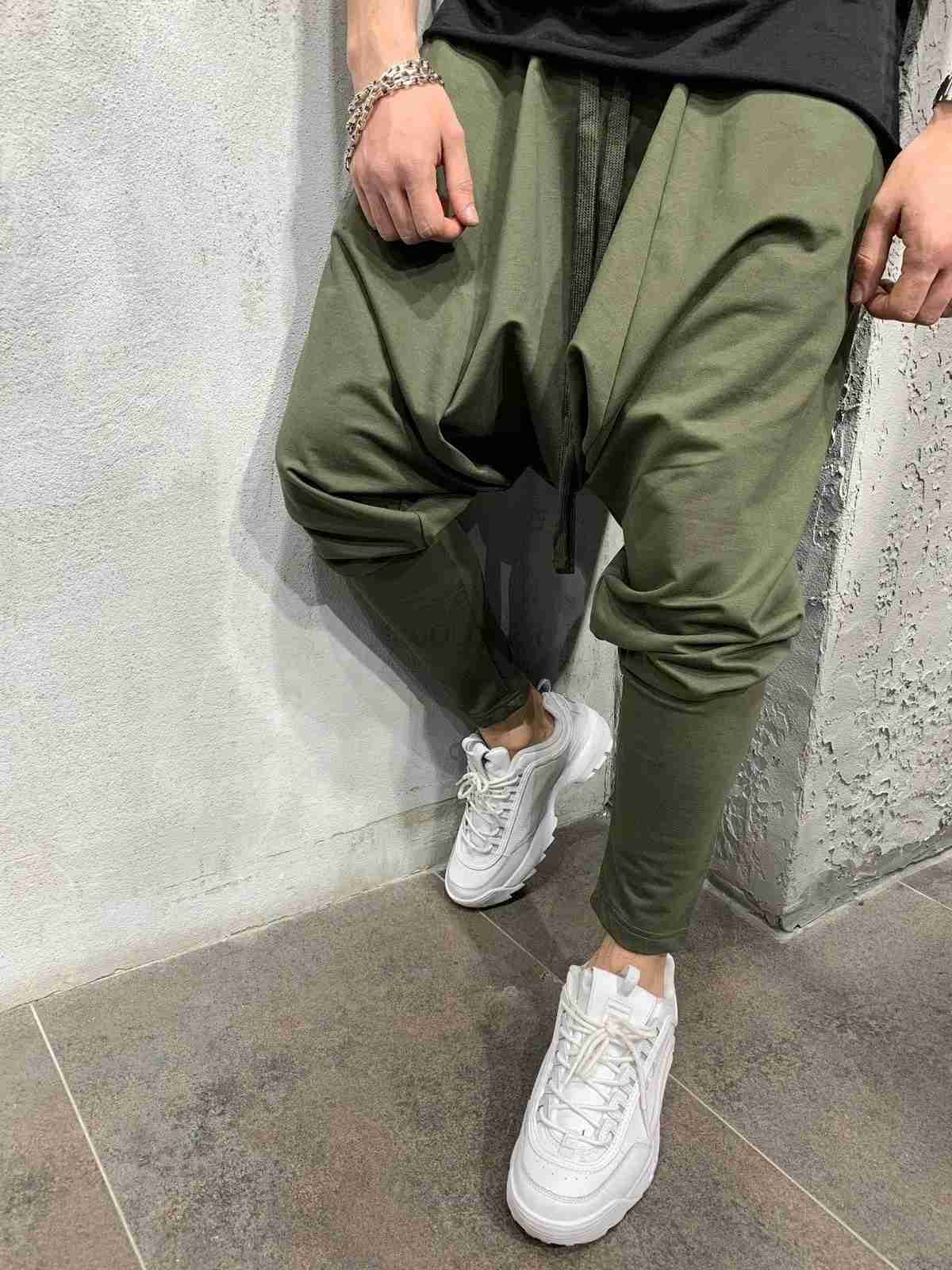 Mens Hip Hop Pants Casual Jogging Harem Pants Drop Crotch Loose Baggy Black Green White Streetwear MenXJ240813