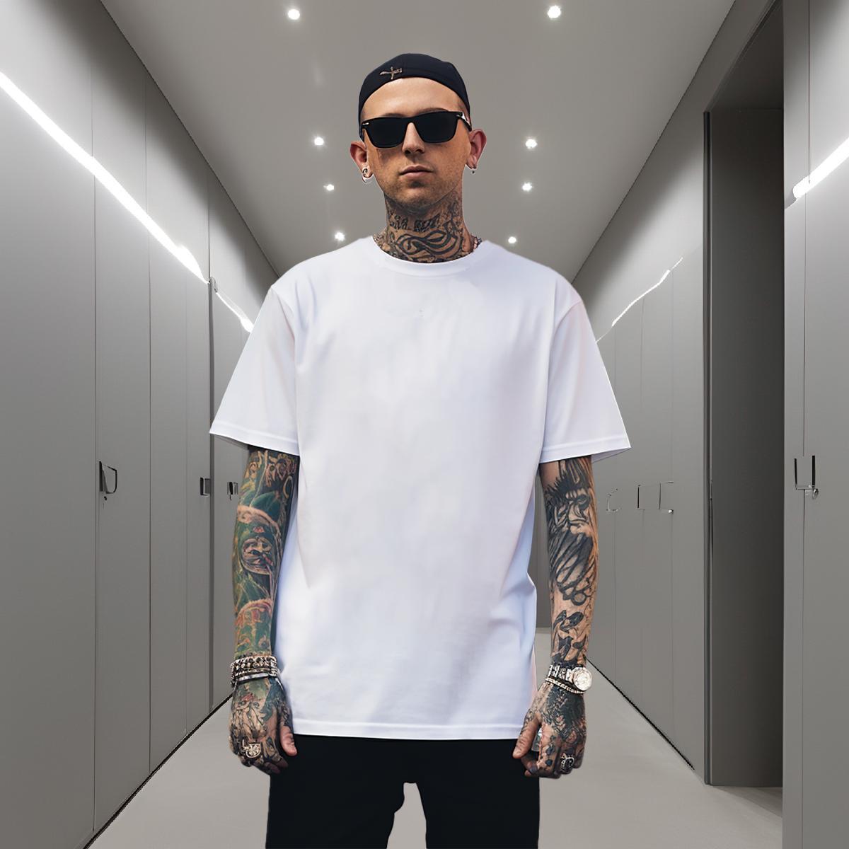 Mens T Shirts 230g Pure Cotton Geometric line Street O-Neck Short Sleeve DIY Printed Tshirts Free Shipping Comfortable Top Tees