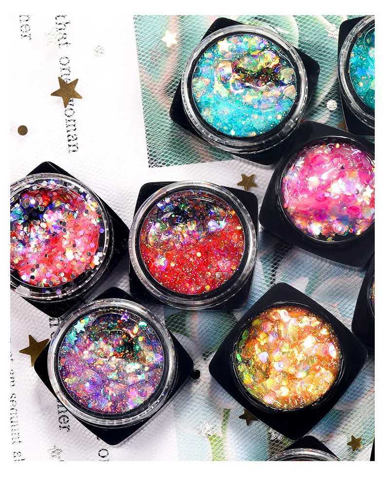 Multifunctional Mermaid Eye Glitter Hair Body Face Glitter gel Art Loose Sequins Cream Festival Glitter Decoration eye shadow Makeup W240812