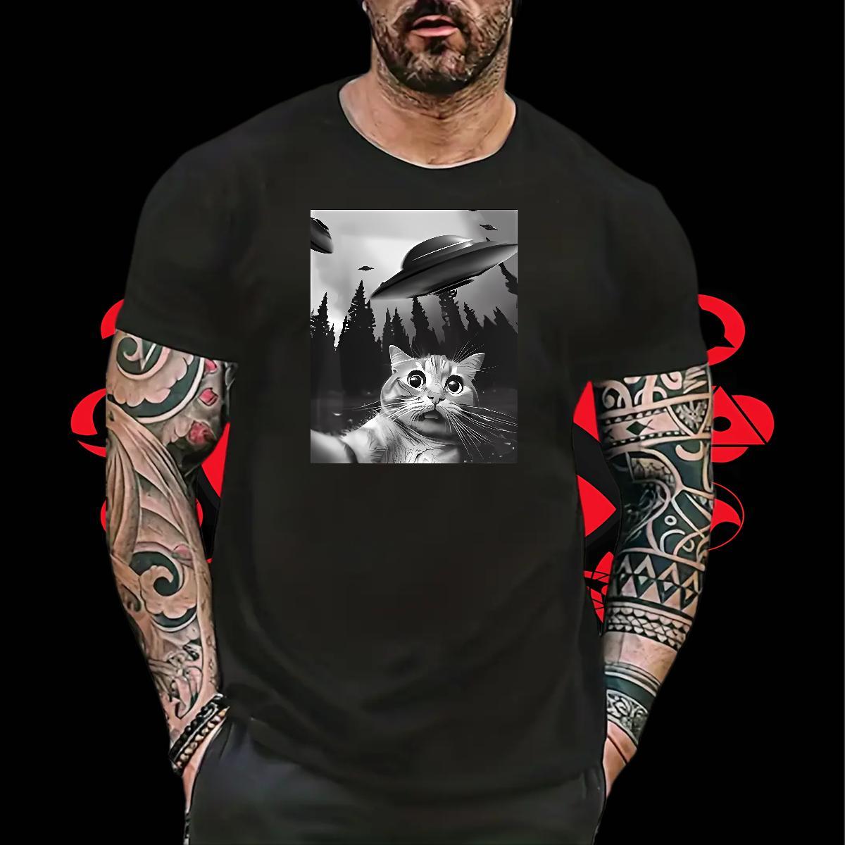 Designer Men Tops Tees Casual Daily Wear 100% Cotton 230g Cartoon Print Crew Neck cat Men T Shirts Wholesale Top Tees