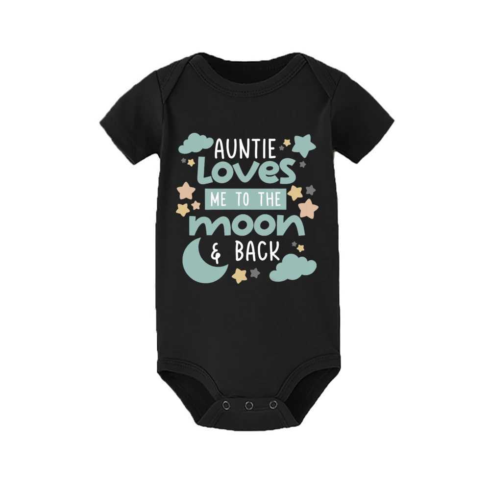 Auntie Loves Me To The Moon Back Baby Printed Childrens jumpsuit Summer newborn bodysuit Fun Auntie Baby Clothing Shower Gift W240812