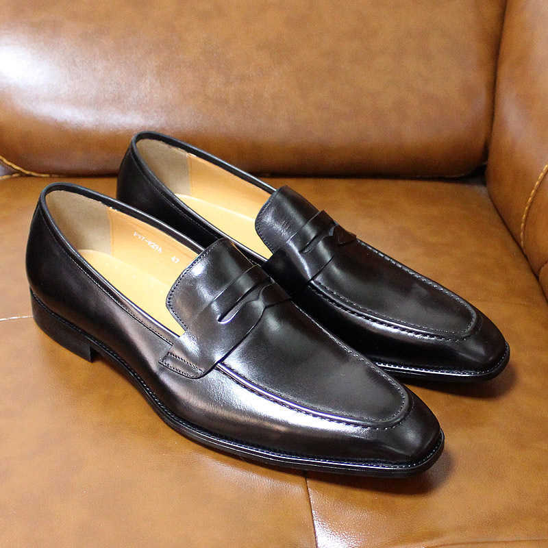 CMM Classic Fashion Mens Leffer Shoes Penny Shoes Mens Toe Cap Leather Shoes Mens Casual Shoes