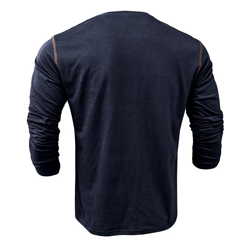 Summer Fashion Casual T-shirt Men's Henley Shirt Long Sleeve T-Shirt Color Matching Knitted T-Shirts