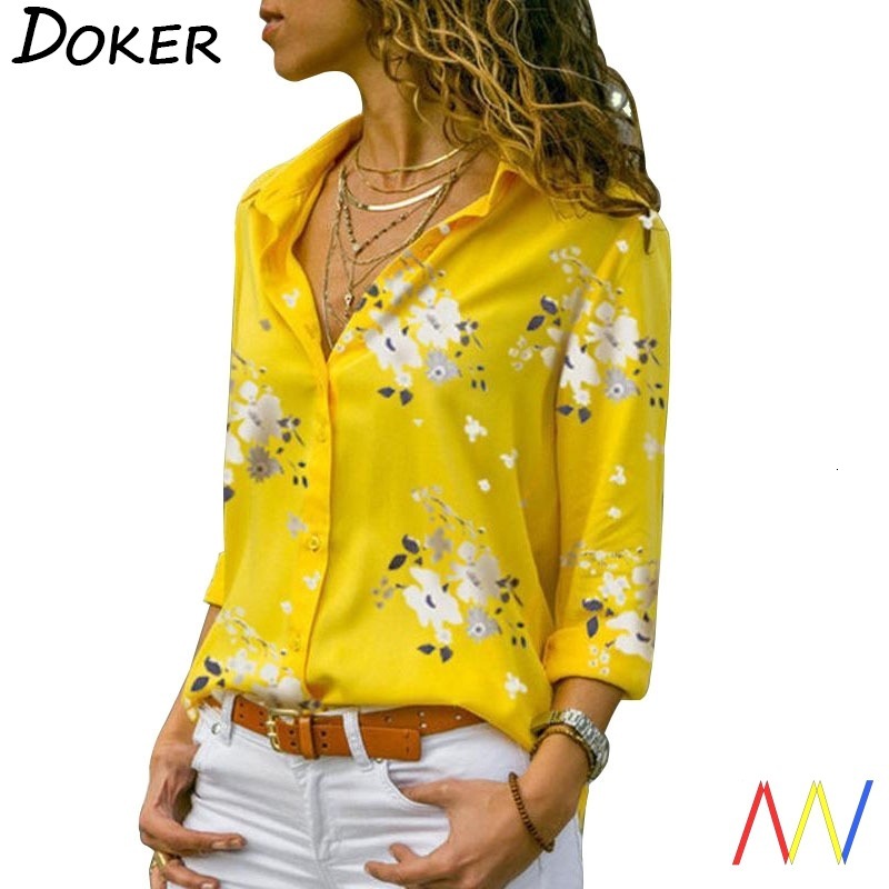 Long Sleeve Women Blouse Plus Size Yellow Shirt Top Shirts Cross