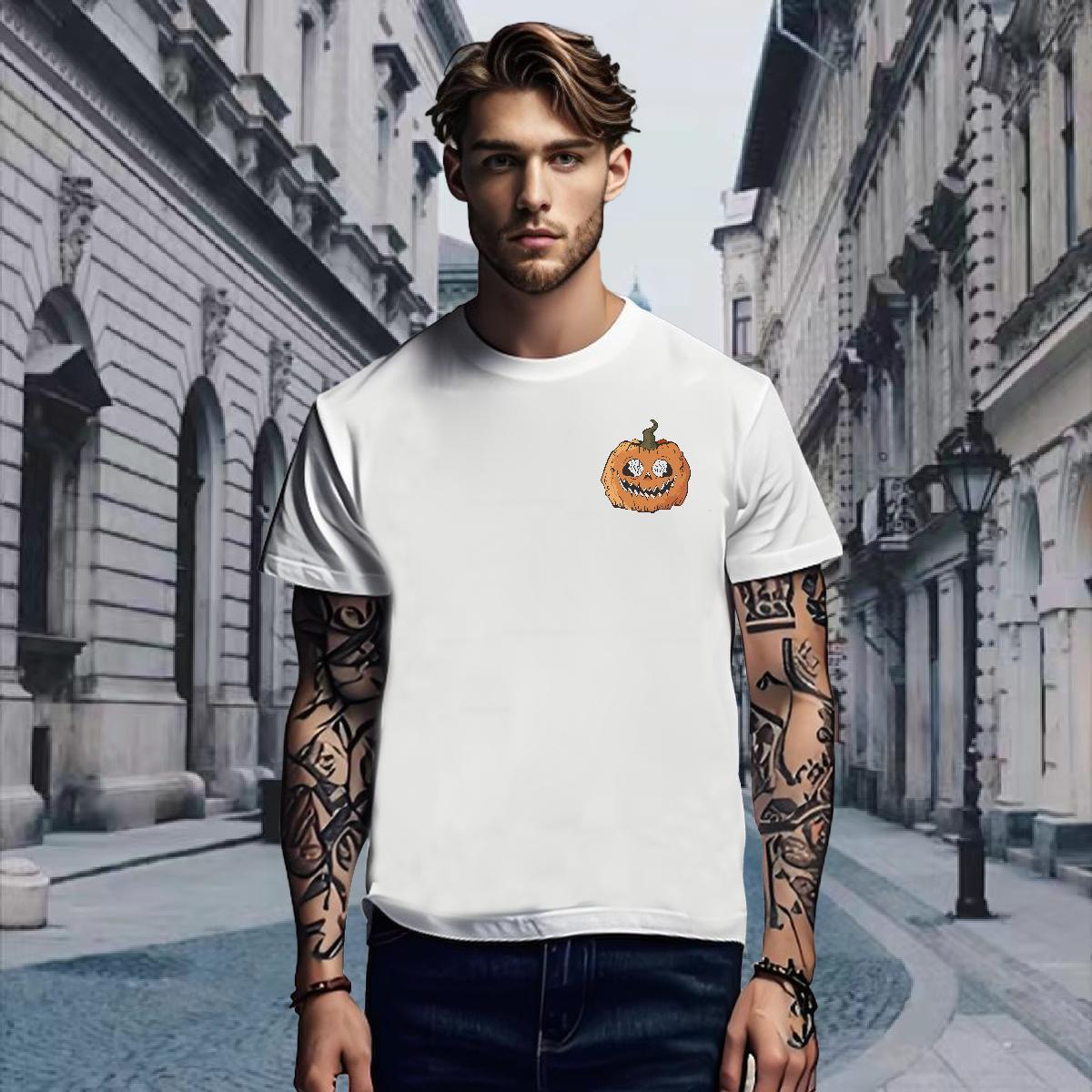 Unisex T Shirts Men pumpkin Breathable Home Outdoor DIY Printed 230g Pure Cotton Tshirt for Man Woman 2024 Designer Top Tees