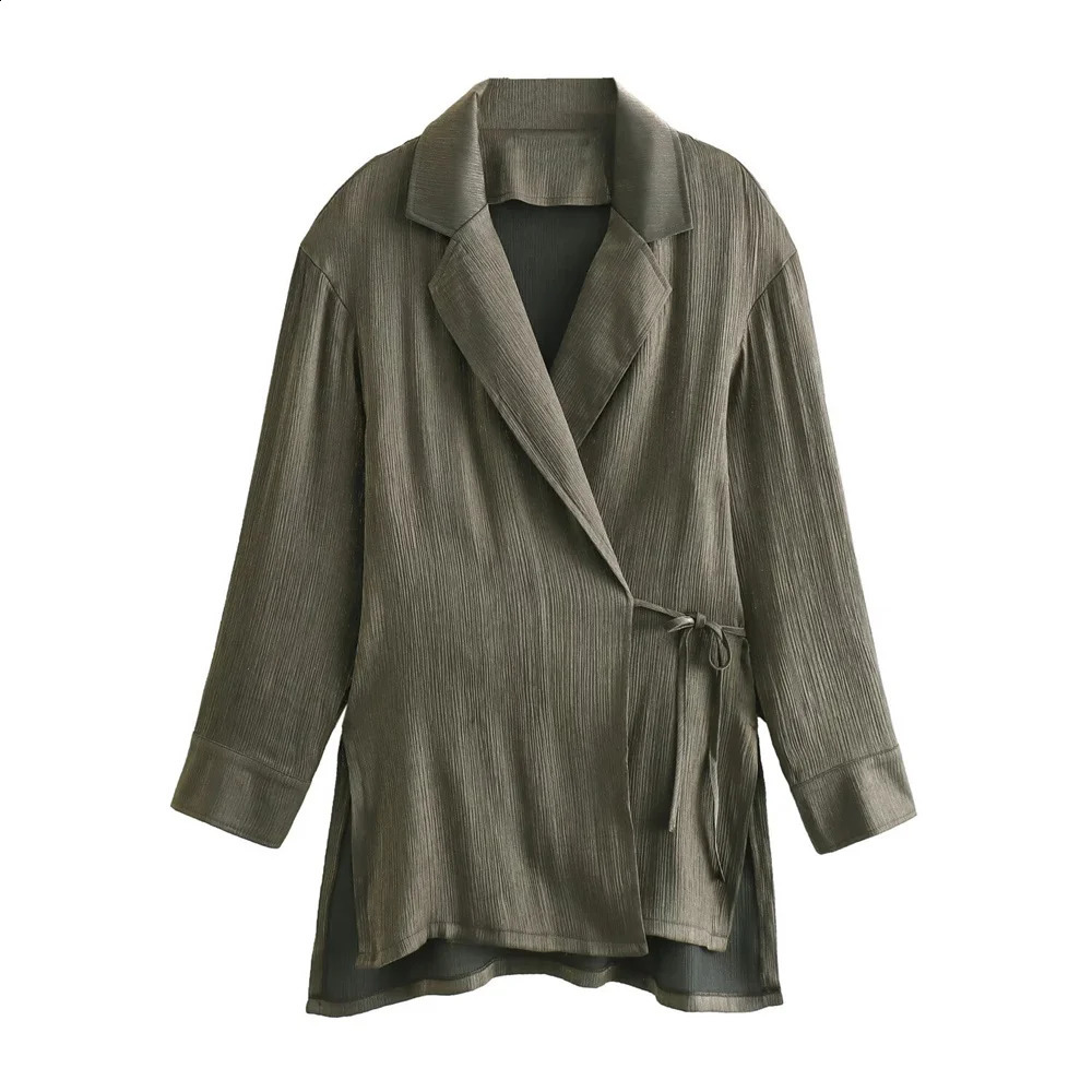 2024 Summer Product Womens Fashion temperament Double breasted suit jacket wrinkle effect Wide leg pants casual set 240813