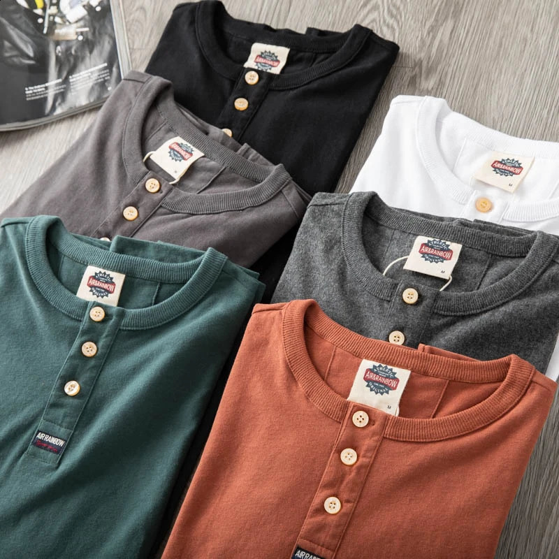 Summer American Retro Long-sleeved O-neck Soild Color T-shirt Mens Fashion Simple 100% Cotton Washed Casual Sport Tops 240812
