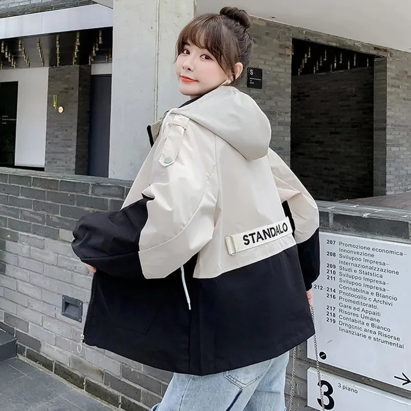 2024 Women Windbreaker Spring Autumn Hooded Coat Fashion Trench Temperament Elegant Jacket Top Loose Outwear 240812